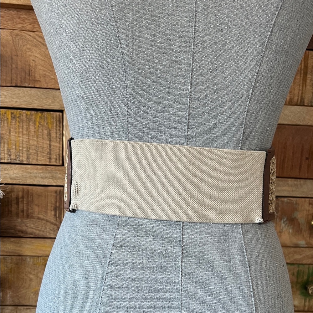 WHBM Brown Raffia Woven Belt with Leather Accents - Picture 2 of 8